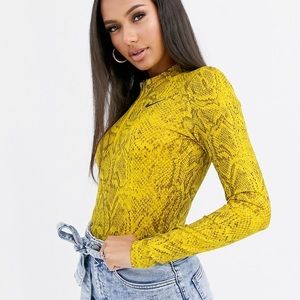 Nike Yellow Snake Print Bodysuit